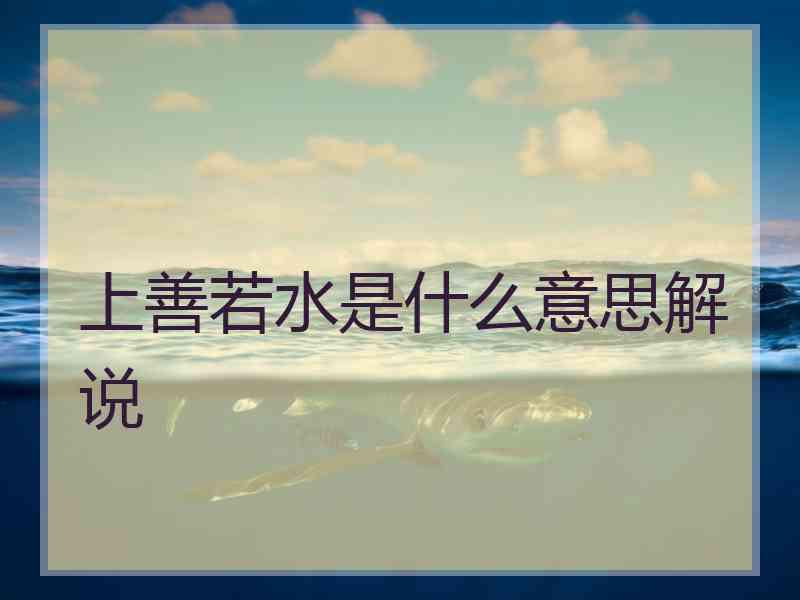 上善若水是什么意思解说