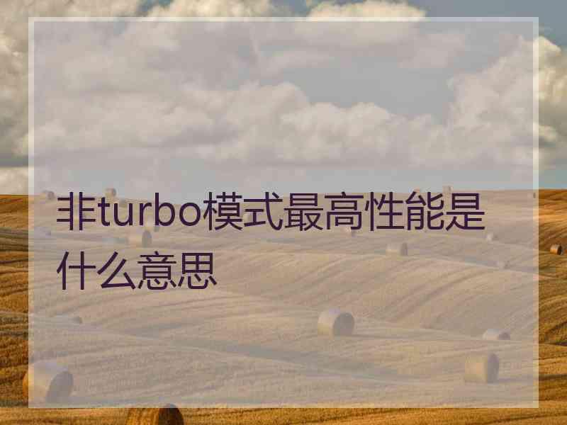 非turbo模式最高性能是什么意思