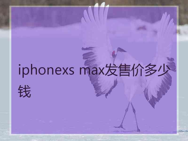 iphonexs max发售价多少钱