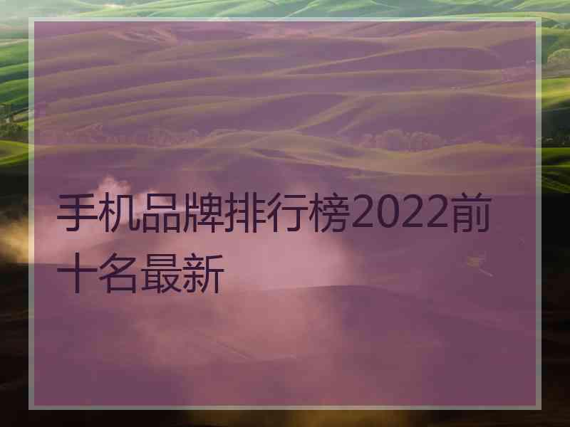 手机品牌排行榜2022前十名最新