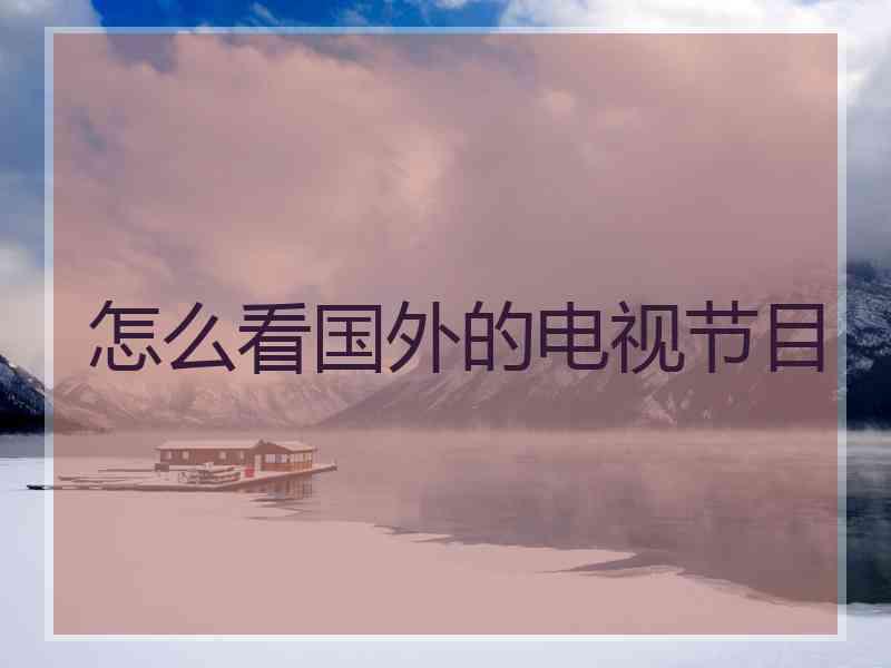 怎么看国外的电视节目