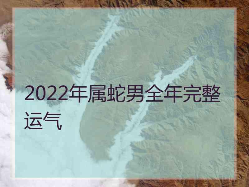 2022年属蛇男全年完整运气