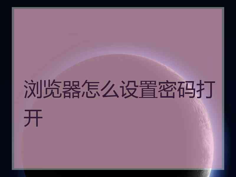 浏览器怎么设置密码打开