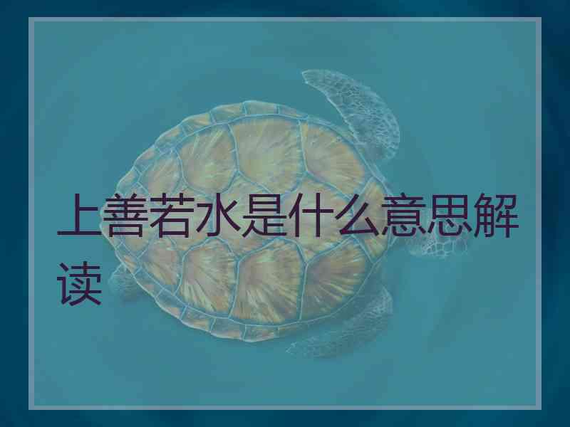 上善若水是什么意思解读